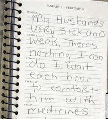 Anna Nicole Smith diary page