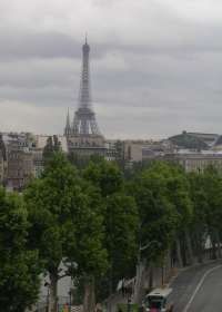 View of the Eiffel Tower from our apartment window
