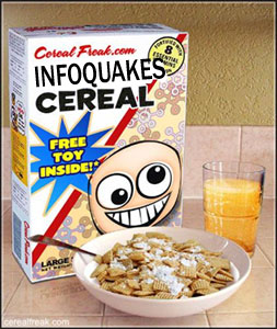 Infoquakes Cereal Box