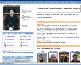 Screen shot of David Louis Edelman's MySpace page