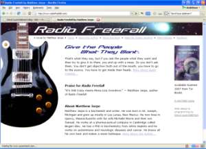 Website for 'Radio Freefall' by Matt Jarpe