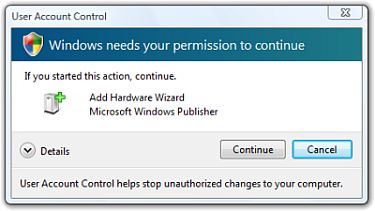 Windows Vista User Account Control dialog box